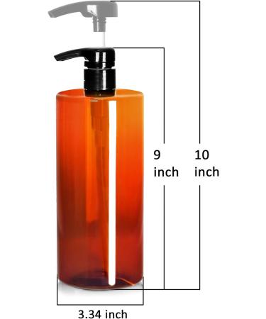 Youngever 4-Set 1L Pump Dispenser for Shampoo & Lotions - Reusable Amber Plastic Bottles for Kitchen & Bathroom - Buy Online on GoSupps.com