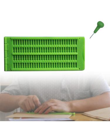 Movkzacv Braille script slate with input pencil braille help writing tool braille board portable plastic braille slate kit for the blinds (4-line28 cells 9 line 30 cells) green