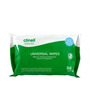 Clinell BCW84 Universal Cleaning and Disinfectant Wipes for Surfaces - 84 Wipes - Multi Purpose Wipes Kills 99.99% of Germs Effective from 10 Seconds White 84 count (Pack of 1) Single