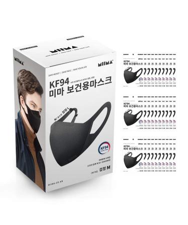 [30 pcs] MIIMA MASK : Individually packaged disposable KF94 Masks : Medium [MADE IN KOREA] - Black