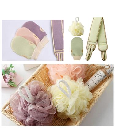 Buy Cabilock Exfoliating Loofah Sponge Set - Shower Balls Mitts & Back Sponge for Smooth Skin - Light Green - Buy Online on GoSupps.com