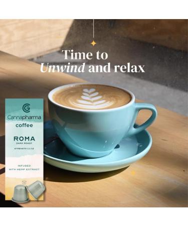 Coffee Capsules infused with Cold Pressed Hemp Seed Oil Extract Roma' Dark Roast Arabica Coffee Pack of 10 Coffee Pods Nespresso Compatible - Buy Online on GoSupps.com