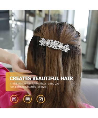 Mobestech Bridal Hair Clip Rhinestone Hair Clip Bridal Hair Pin Crystal Bobby Pin Silver Hairpin Barrette Flower Wedding Elegant Hair Accessory for Bride Women and Girls Flower Hair Accessories - Buy Online on GoSupps.com