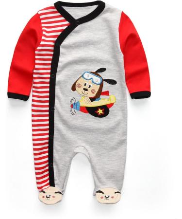 Baby Rompers Pajamas Cotton Jumpsuit | Long Sleeve Footed Bodysuits for Boys & Girls | 6-9 Months | Set of 2 - Buy Online on GoSupps.com