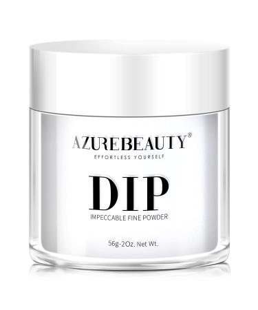 Dip Powder White Color 2Oz/56g, AZUREBEAUTY White Acrylic Dipping Powder Crystal French Nail Art Starter Manicure Salon DIY at Home, Odor-Free, Long-Lasting, No Nail Lamp Needed A2-super white