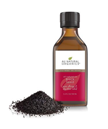 Black Seed Oil - USDA Certified Organic Black Seed Oil (Nigella Sativa) Cold Pressed for Supplements Hair Growth Strengthen Immunity Digestive Health & Brain Support - 3.4 Oz Black Seed Oil (3.4 oz)