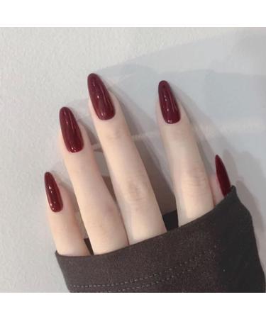 PERZOE Artificial Manicure Tips Fashion Wearable False Nail Patch with Glue Manicure Accessories Wine Red - Buy Online on GoSupps.com
