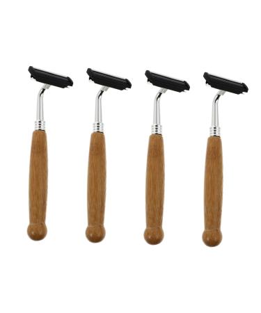 Fomiyes 4 pieces of razor with bamboo grip manual beard shaver body razor for the back back hair manner manual razor handle made of bamboo double -edged manual razor blade