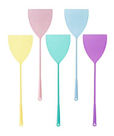 KKRAUS 5 Pack Fly Swatter Manual Plastic Long Handle Fly Swatters Home Garden Flyswatter for Indoors Outdoor Classroom Office Fly Killer