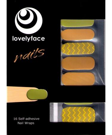 Lovelyface nails - "autumn" patterned nail wraps - 16 thin self -adhesive long -lasting nail foils - nail sticker nail polish -striped nail polish for gluing - non toxic