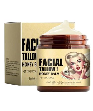 Gcroet Beef Tallow Honey Balm Whipped Honey Moisturizer to Soothe & Hydrate Repairing Face and Body Cream for Sensitive Skin 4.23oz... 1Pcs