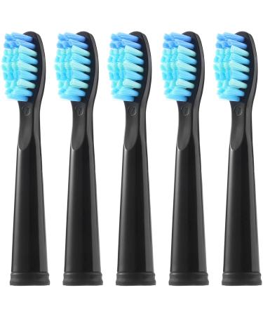 5 Pack Electric Toothbrush Replacement Heads Compatible with Fairywill,Toothbrush Heads Compatible with FW-507/508/551/515/917/959/2011,FW-D1/D3/D7/D8 Black-5pack