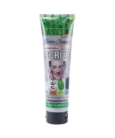 Boobeen Body Scrub - Scrub for Dull Skin 350g - Facial Bamboo Charcoal Scrub and Exfoliator for Smoother Skin Suitable for Foot Leg Back and Elbows Black