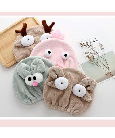 Buy 2-Piece Kids Hair Drying Towel Wrap Set | Quick Drying Hair Turban & Cap in Elk & Pink Big Lips - Buy Online on GoSupps.com