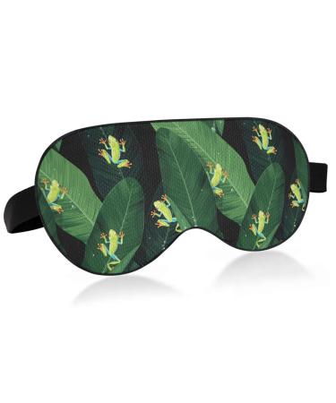 Sleep Mask Light Blocking Tropical Frogs Insect Eye Mask for Sleeping with Adjustable Strap Palm Leaf Lightweight Eye Covers for Sleeping for Men Women Work Travel Naps Color 1