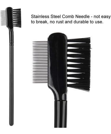 Eyebrow Extension Comb Double Head Eyelash Eyebrow Brush Comb Stainless Steel Comb Needle Wood Long Handle - Buy Online on GoSupps.com