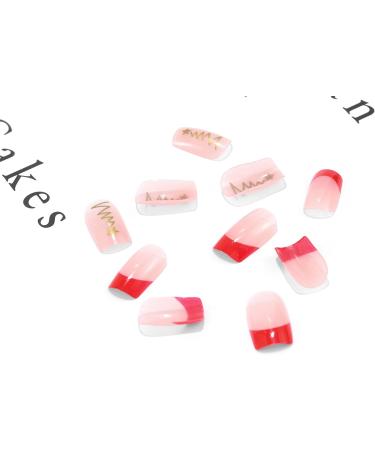 Sethexy Christmas French Short Square False Nails - 24Pcs Glossy Festive Press On Acrylic Stick On Nail Tips - Buy Online on GoSupps.com