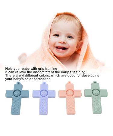 4PCS Cross Silicone Baby Teether Set with Lanyard - Colorful Teething Relief Chew Toy for Infants - Buy Online on GoSupps.com