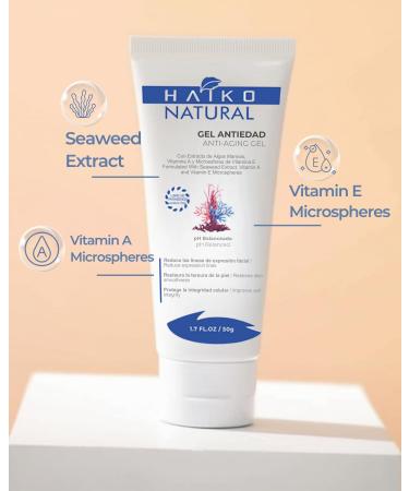 HAIKO NATURAL Anti-Aging Gel with Marine Algae Extract and Vitamins A & E. Smooths Fine Lines and Boosts Skin Elasticity. Deep Hydration and Cell Renewal. Paraben-Free Cruelty-Free - 1.7 FL.OZ / 50g - Buy Online on GoSupps.com