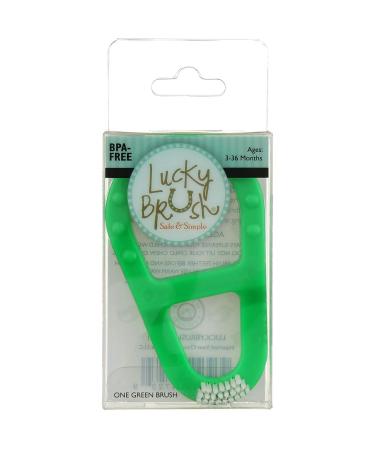 Lucky Brush Baby or Toddler Toothbrush   0-3 years | Soft Bristles Gentle on Infant Gums | Promotes Healthy Oral Habits. Easy-Grip Teether Keeps Children Safe and Healthy  Green