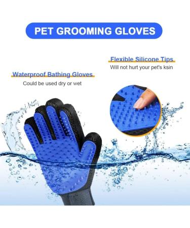 Pet Grooming Glove Pet Brush Glove Deshedding Brush Glove Pet Hair Remover Brush Bath Tool for Pets Grooming Pet Mitt For Dogs Cats & Horses with Long/Short/Curly Hair (Blue) - Buy Online on GoSupps.com