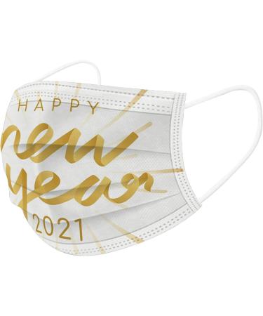 ZQP BEUU 30PCS Happy New Year 2021 Disposable_Face_M sks with a Elastic Earloop for Adult Multiple Pattern Combinations 3-ply Face Facial Protection Pads for Party High Filtration and Ventilation - Buy Online on GoSupps.com