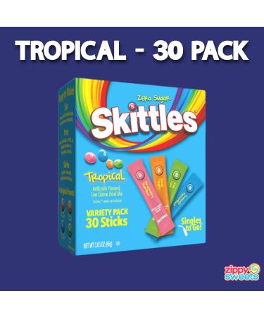 ZippySweets - Water Enhancer Sugar Free Variety Pack Drink Packets - 12 Flavours 90 Packets Total - Tastes Like Your Favourite Candy - Original Tropical & Wild Berry Water Flavour Packets - Buy Online on GoSupps.com
