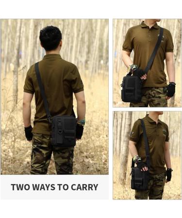 HUNDVP Tactical Shoulder Bag | Molle Military Crossbody Bag | Waterproof Army Messenger Bag for Outdoor Sports & Camping (Black) - Buy Online on GoSupps.com