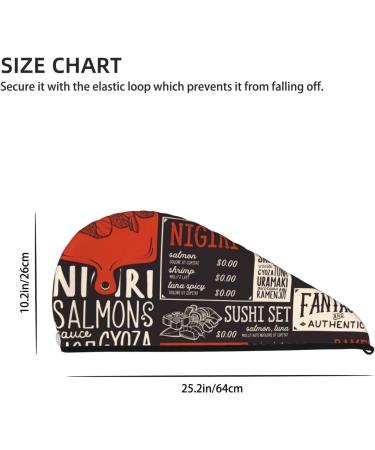 Super Absorbent Sushi Menu Microfiber Hair Towel Wrap - Quick Dry Coral Velvet for Long Curly & Thick Hair | International Shipping - Buy Online on GoSupps.com