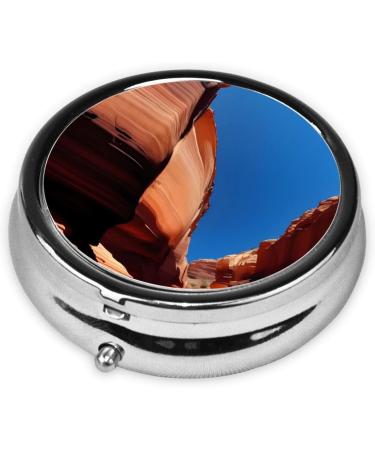 Gorge Scenery Round Pill Box Organizer - 3 Compartments Travel Case for Purse & Pocket - Buy Online on GoSupps.com