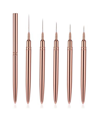 WLLHYF 5Pcs Nail Art Liner Brushes Painting Nail Art Brushes for Long Lines Details Fine Drawing Nail Dotting Drawing Tool Set 7mm/9mm/11mm/15mm/25mm(Gold