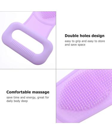 ARTIBETTER Silicone Exfoliating Back Scrubber with Long Handle - Bath Massage Towel for Deep Cleaning and Skin Exfoliation (Violet) - Buy Online on GoSupps.com