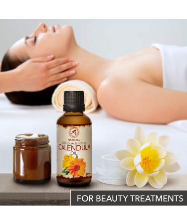 Calendula Oil 1.7 Fl Oz (50ml) - 100% Pure & Natural - Infused with Calendula Officinalis Flower Extract - Almond Oil Base - Benefits for Skin, Nails, Hair - by Aromatika - Buy Online on GoSupps.com