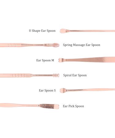 7pcs Stainless Steel Spiral Earwax Cleaner Set - Rose Gold | Portable Ear Pick Spoon & Removal Tool - Buy Online on GoSupps.com