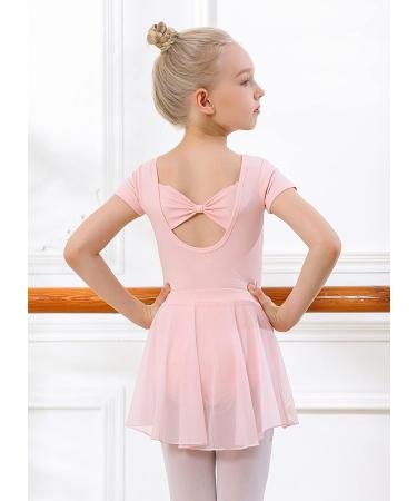 DIPUG Girls Ballet Leotards with Removable Skirt | Toddler Dance Dress Combo | Short Sleeve | Pink | Size 4-6 Years - Buy Online on GoSupps.com