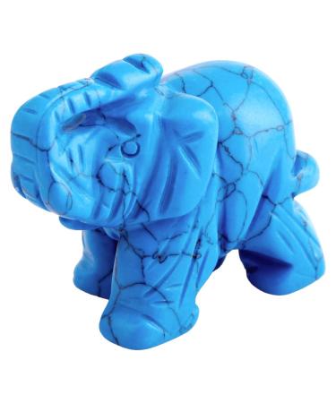 NUPUYAI ELEFANT figure gemstone crystal blissful feast stone lucky charm elephant figure Reiki fengshui decoration 8#blue Howlith turquoise