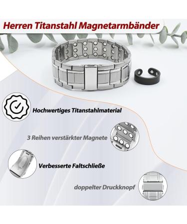 Buy Vicmag Magnetic Bracelet for Men - Three Rows Titanium Steel with Folding Clasp & Adjustment Tool - Silver - Buy Online on GoSupps.com