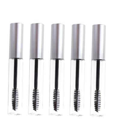 TOVINANNA 5pcs Empty Tube Clear Mascara for Eyelashes Empty Mascara Tube and Wand Clear Lash Mascara Silver 1 g (Pack of 1) Silver