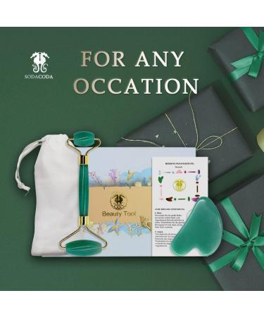 Sodacoda Gua Sha Set - Traditional Chinese Beauty Face Massage with Aventurine Halbedelstein Scraper and Roller - Buy Online on GoSupps.com