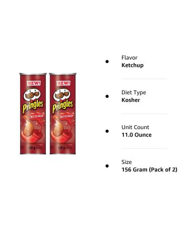 Pringles Ketchup Potato Chips 156g/5.50oz (2 Pack) - Delicious Snack - Buy Online on GoSupps.com