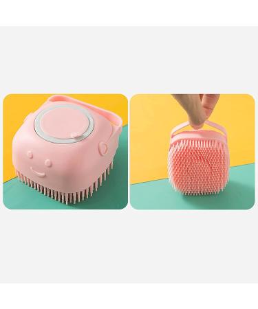 Putybudy Pets Bath Body Brush with Shampoo Dispenser | Soft Silicone Bristles | Exfoliating Shower Massage Brush in Pink/Blue/Yellow - Buy Online on GoSupps.com