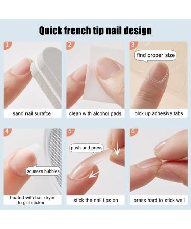 Buy French Tip Press On Nails - Pink Coffin Short Stick On Nails | Y2K Design Full Cover Soft Gel Tips - 12 Sizes Available - Buy Online on GoSupps.com