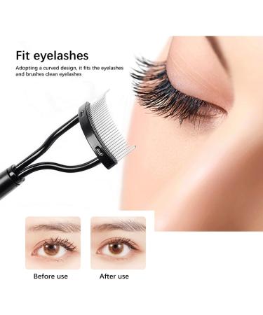 Eyelash Comb Eyelash Separator Tool Mascara Applicator Eyelash Definer With Comb Cover Eyebrow Eyelash Brush Metal Teeth Lash Comb for Girls and Women #black - Buy Online on GoSupps.com
