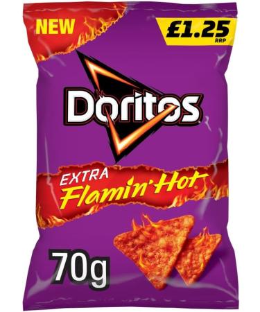 Walkers New Extra Flamin' Hot Flavoured Sharing Bag Crisps Case Of 15 (70g Doritos) Doritos 1 count (Pack of 15) - Buy Online on GoSupps.com