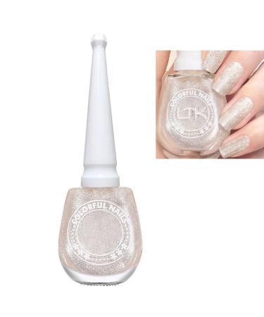 Pearl White Glitter Nail Polish Mermaid Sparkly Shell Silver Pink Shimmer Holographic Quick Dry Nail Varnish Shining Sparkling No Need Cure DIY Nail Art Manicure Long Lasting