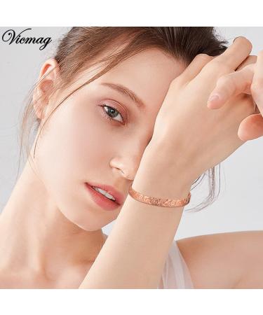 Vicmag Copper Magnetic Bracelet for Women Men | Adjustable Size | 6X Ultra Strength Magnets | 99.99% Solid Pure Copper | Rose Gold Crystal Plum | Gift Box Included - Buy Online on GoSupps.com