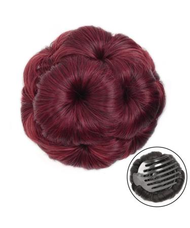 Hair Extensions Synthetic Bun Floral Style Ponytail Extension Hair Clips Braided Bun Claw Clip Donut Bun Wig Women Hair Accessories Hair Pieces For Women (Color : E)