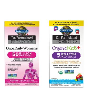 Garden of Life Dr. Formulated Probiotics Once Daily Women's | Organic Kids+ Berry Bundle