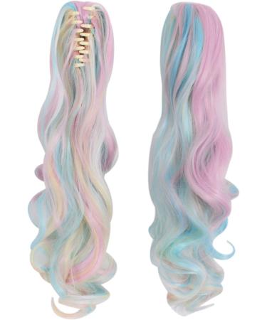 MapofBeauty Multi-color Lolita Long Curly Clip on Ponytails Cosplay Wig (Pink/Blue/Blonde) Pink/ Blue/ Blonde - Buy Online on GoSupps.com