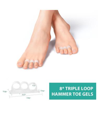 Welnove Hammer Toe Straightener & Corrector for Women - 8 Pcs Soft Cushions for Bent & Crooked Toes - Adjustable 3 Loop Design - Buy Online on GoSupps.com